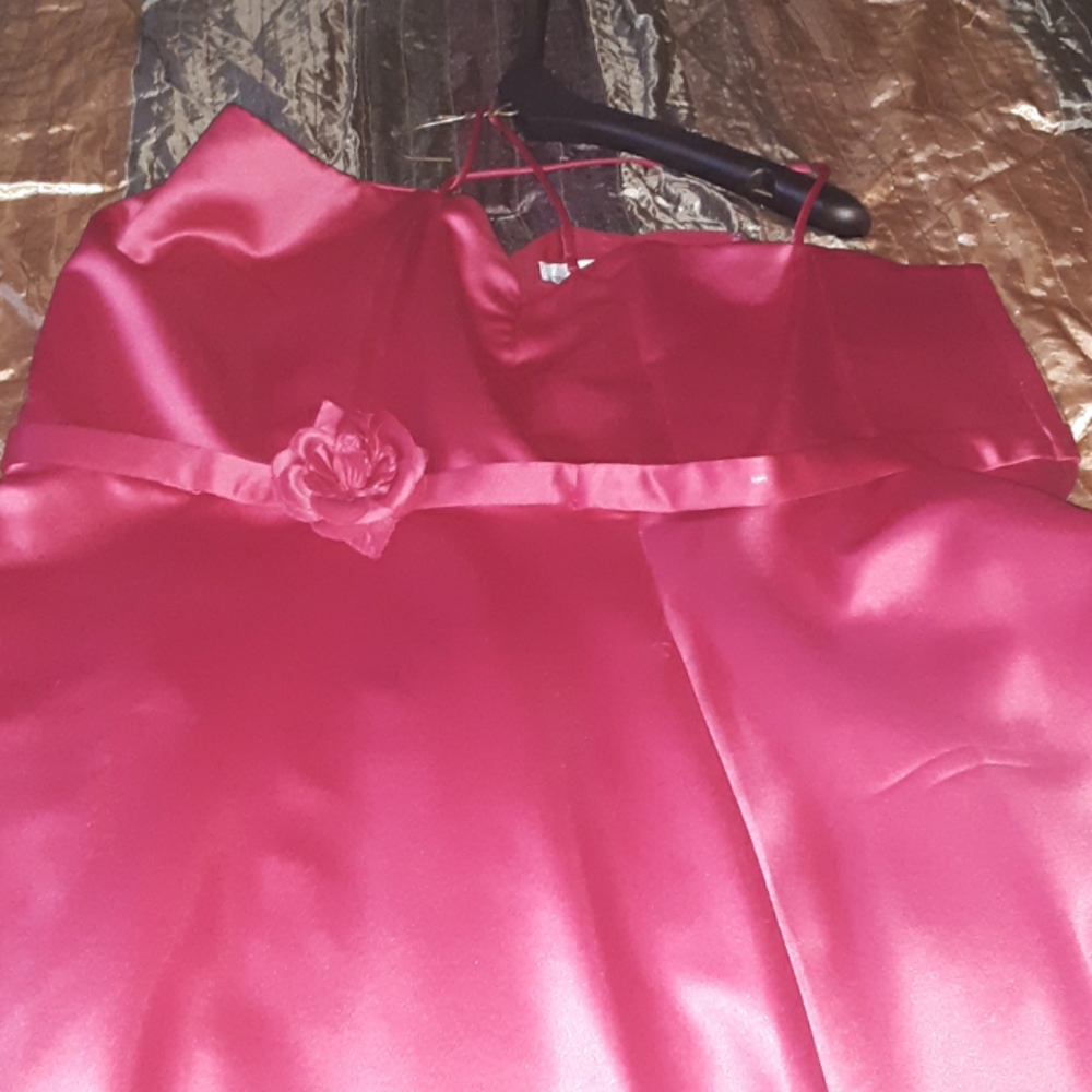 A magenta bridal gown
